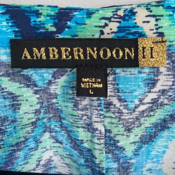 AmberNoon II by Dr. Erum Ilyas | Turquoise Ikat Open-Front Three-Quarter Sleeve - Picture 6 of 8
